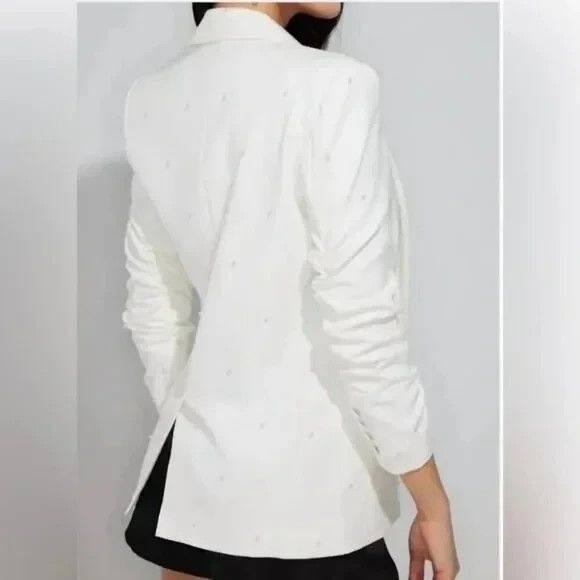 Generation Love Nadia Pearl‎ Blazer Jacket Ruched Sleeves White Size XS NWT $395 - Picture 7 of 9
